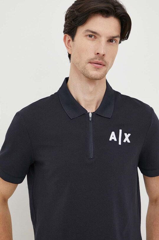 Armani Exchange polo bawełniane regular granatowy 6RZFJA.ZJL4Z