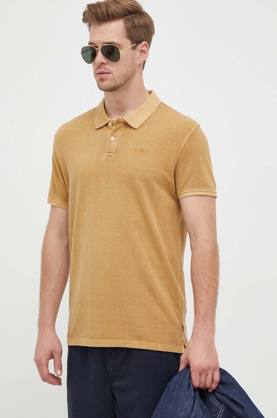 Pepe Jeans polo bawełniane Oliver bawełna brązowy PM541983.849
