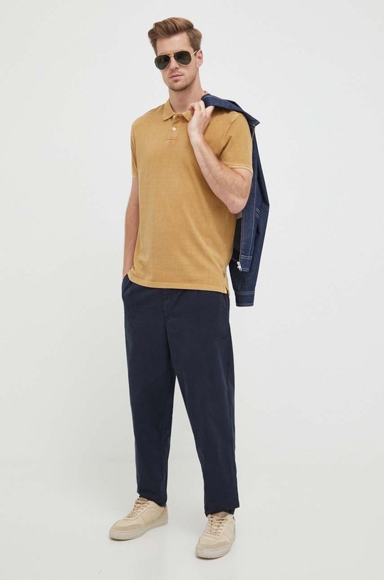 Pepe Jeans polo bawełniane Oliver PM541983.849 brązowy AW23