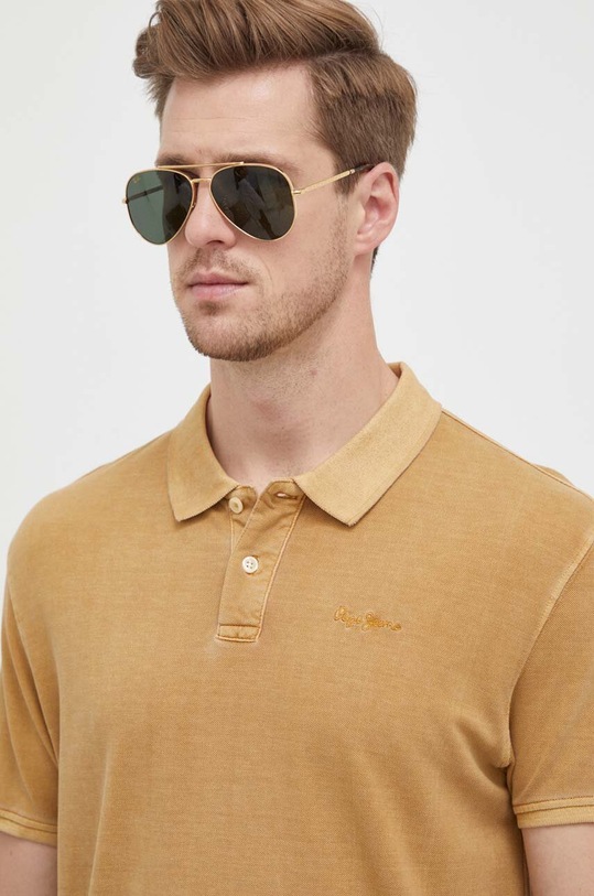 Pepe Jeans polo bawełniane Oliver brązowy PM541983.849