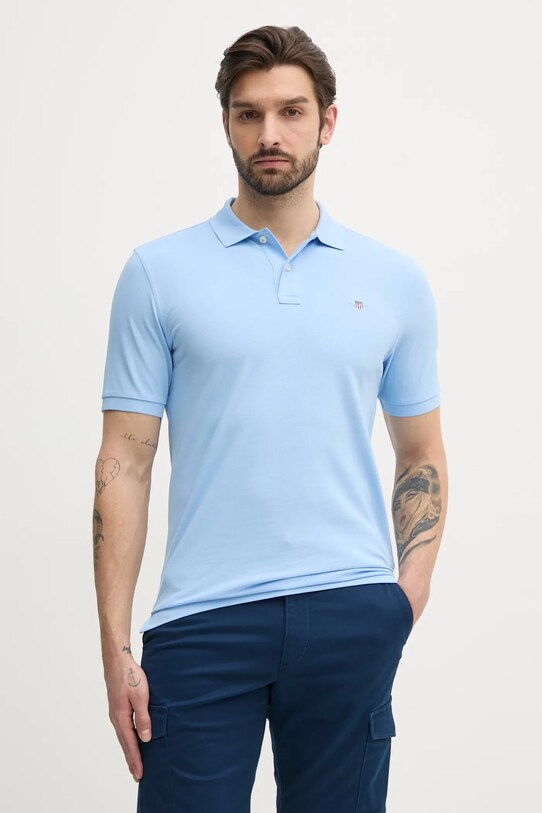 Gant polo de bumbac regular albastru 2210.