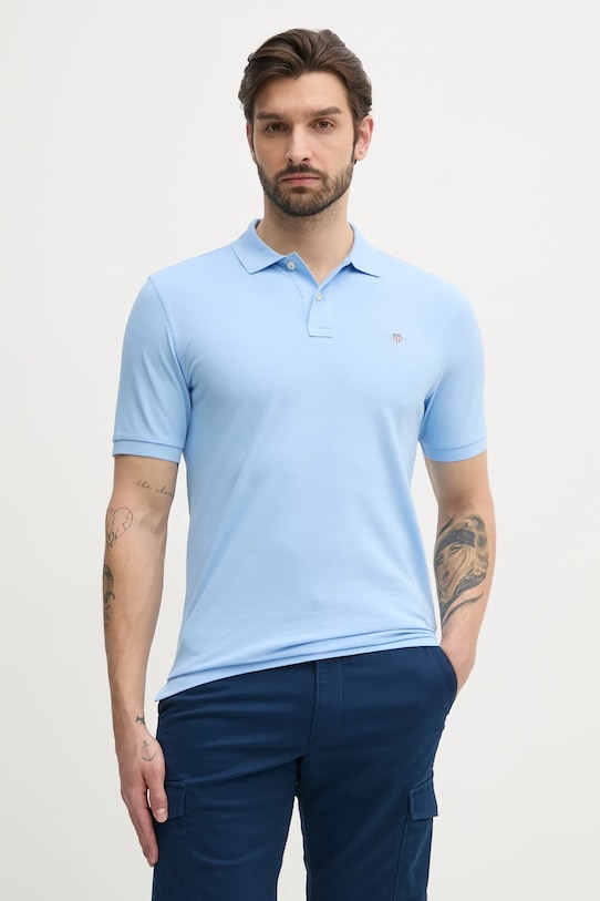 Бавовняне поло Gant бавовна блакитний 2210.