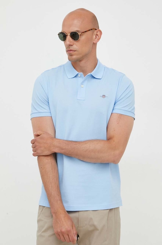 Gant polo in cotone semplice blu 2210.