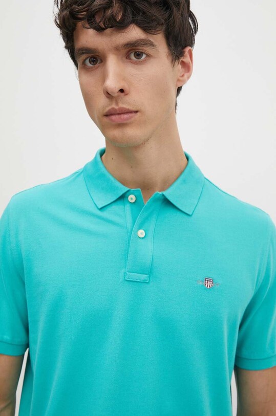 Хлопковое поло Gant бирюзовый 2210.