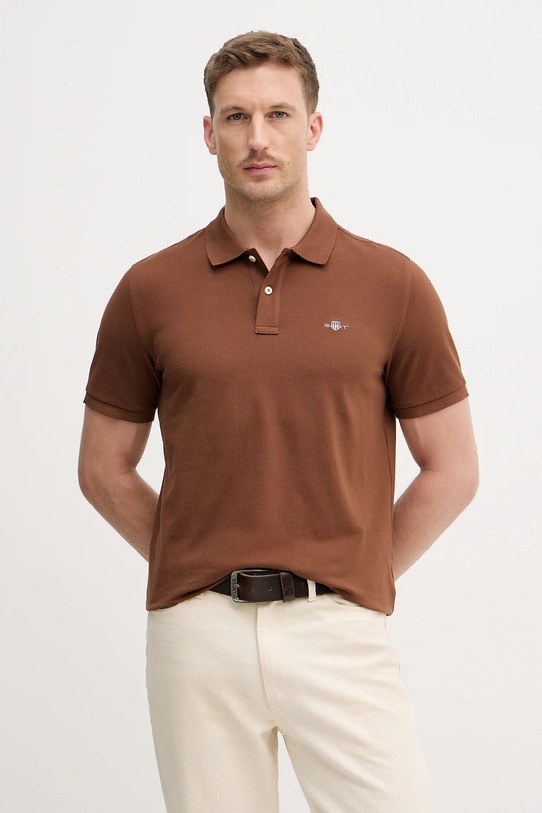 Gant polo bawełniane bawełna brązowy 2210.