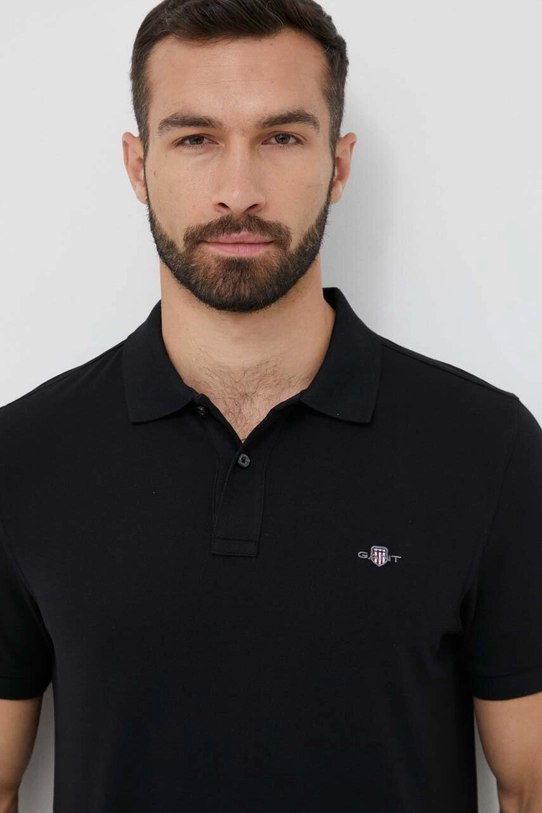 Gant polo de bumbac negru 2210.