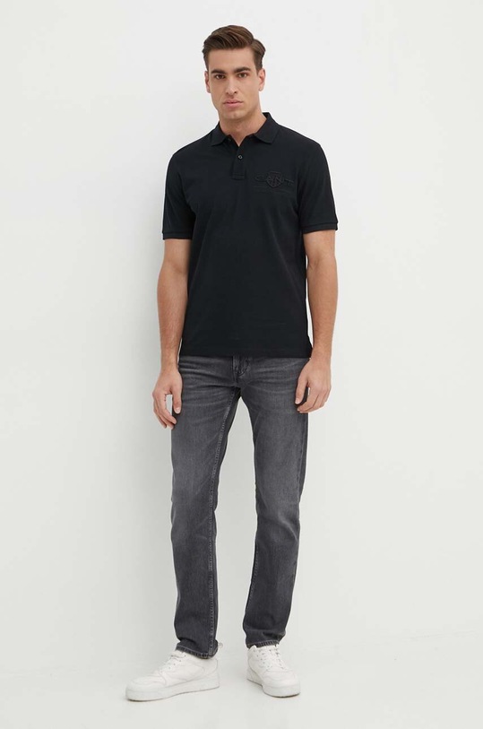 Gant polo bawełniane 2062025 czarny AW24