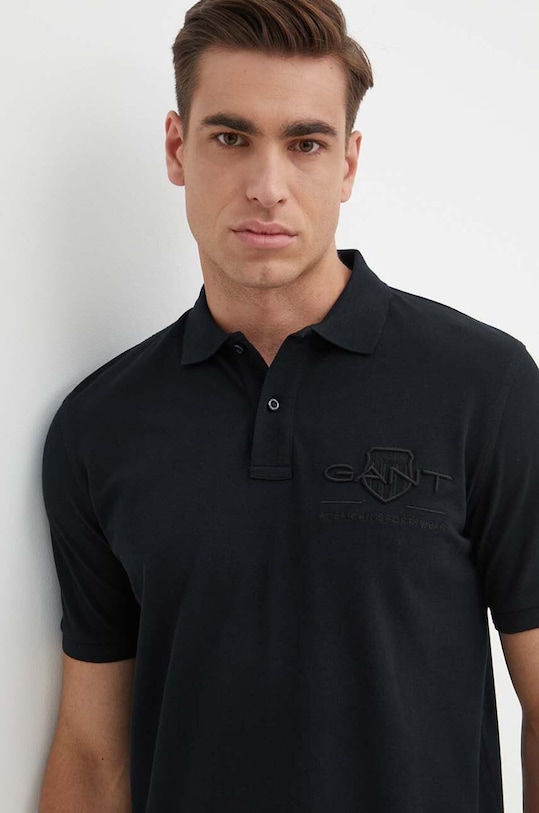 Gant polo bawełniane czarny 2062025