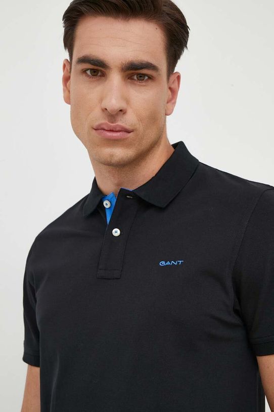 Polo majica Gant bez uzorka crna 2062026
