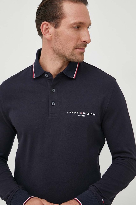 Tommy Hilfiger longsleeve z elastanem granatowy MW0MW33217
