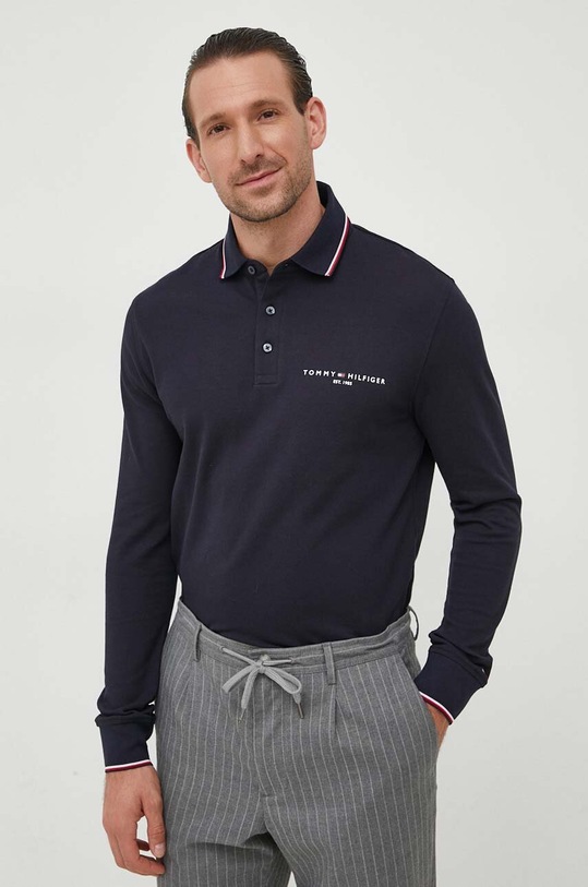 Tričko s dlhým rukávom Tommy Hilfiger tmavomodrá MW0MW33217