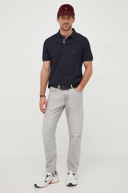 Tommy Hilfiger polo bawełniane MW0MW33266 granatowy AW23