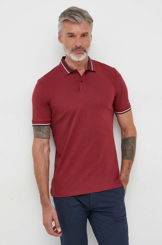 Pamučna polo majica BOSS bez uzorka bordo 50499414