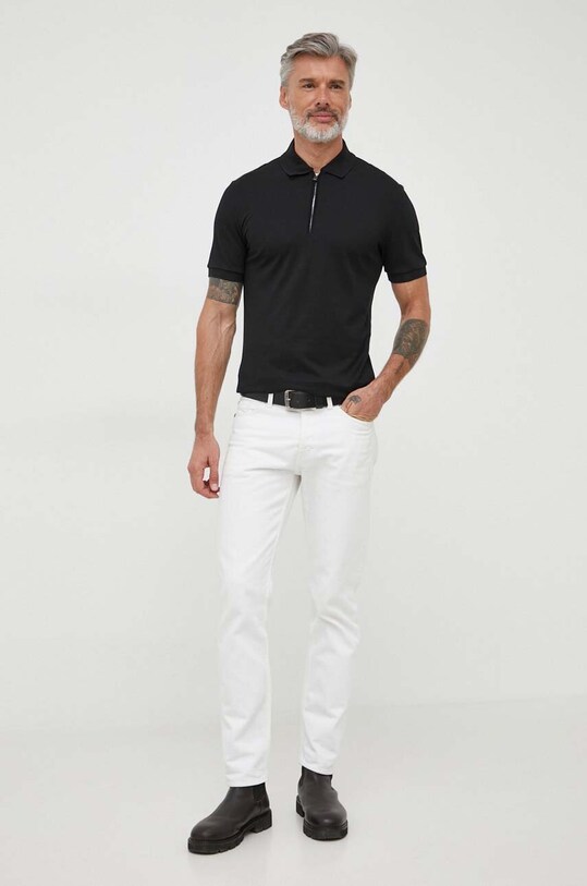 BOSS polo bawełniane 50500332 czarny AW23