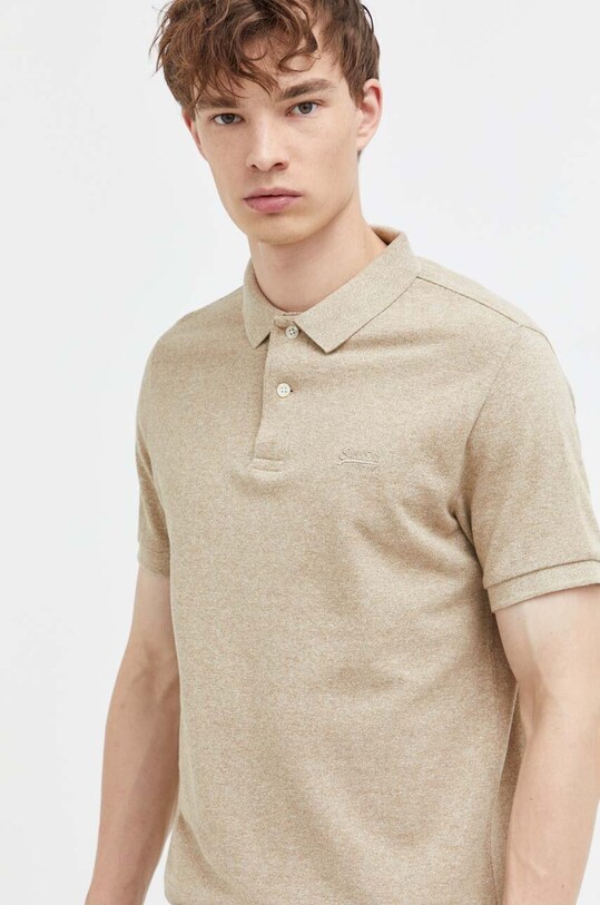 Superdry polo bawełniane bawełna beżowy M1110343A.9XE