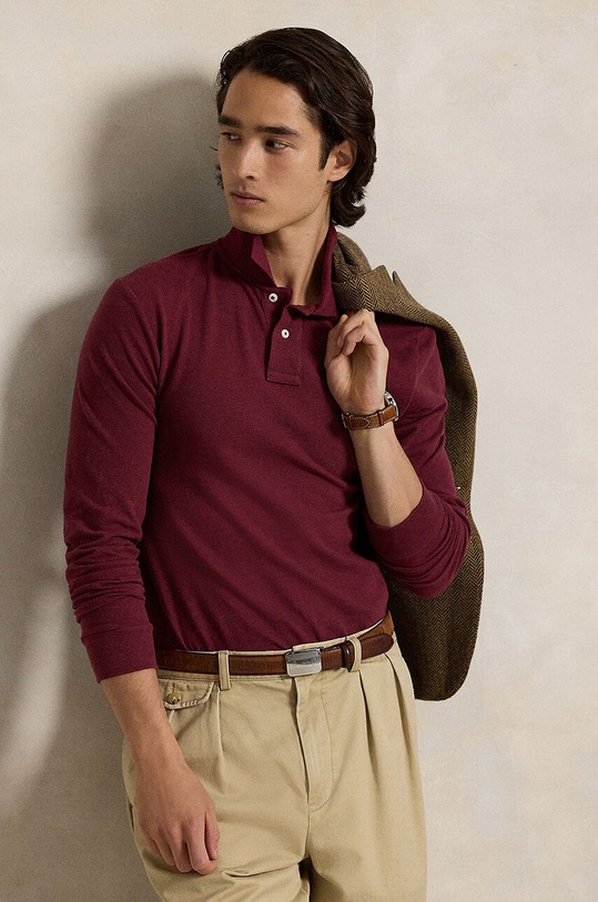 Βαμβακερή μπλούζα με μακριά μανίκια Polo Ralph Lauren κόκκινο 710681126