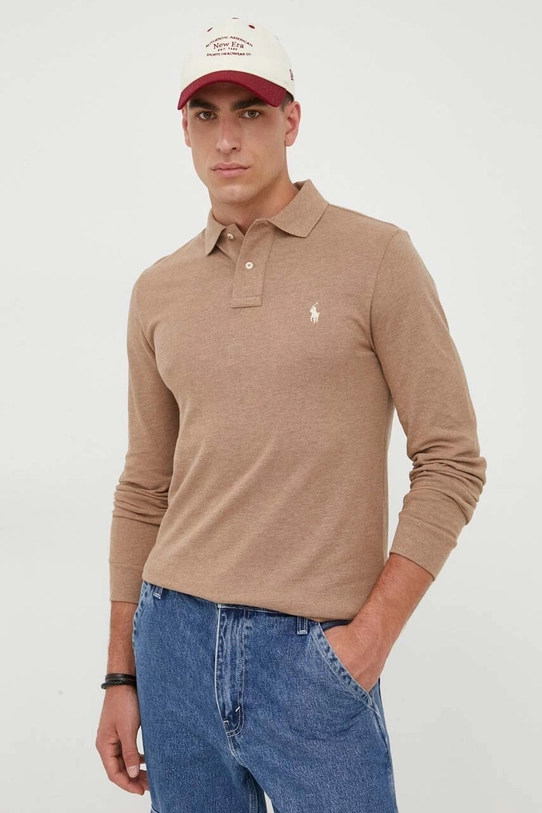 Polo Ralph Lauren longsleeve bawełniany bawełna brązowy 710681126