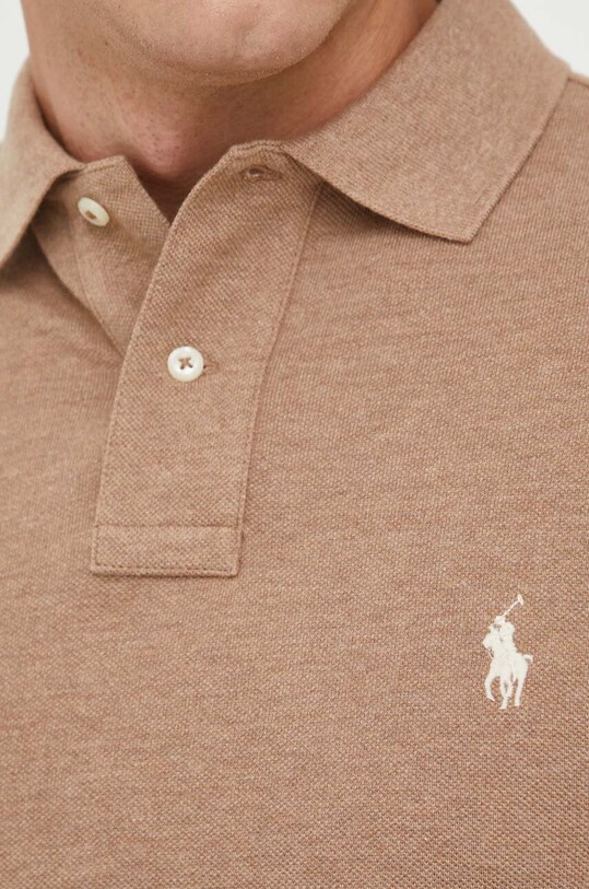 Bombažna majica z dolgimi rokavi Polo Ralph Lauren 710681126 rjava