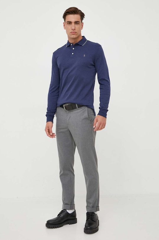 Хлопковый лонгслив Polo Ralph Lauren 710884588 тёмно-синий AW23