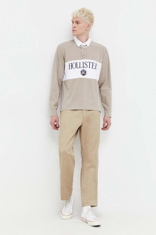 Hollister Co. longsleeve bawełniany KI324.3187.409 brązowy AW23
