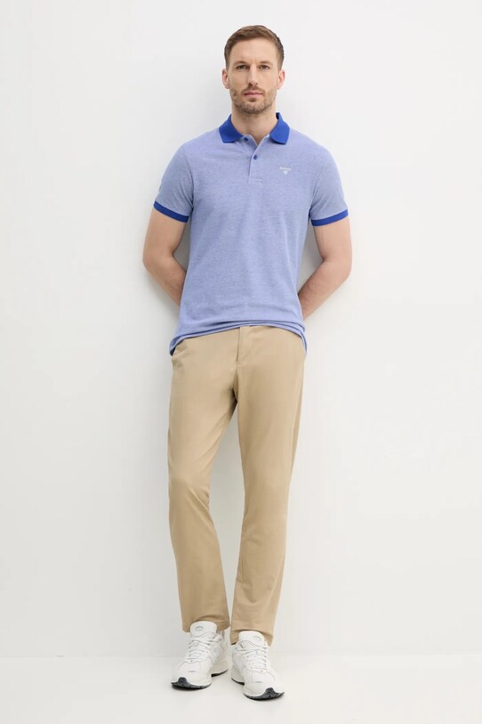 Barbour polo bawełniane MML0628 fioletowy SS25