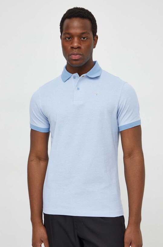 Barbour polo bawełniane MML0628 niebieski SS25