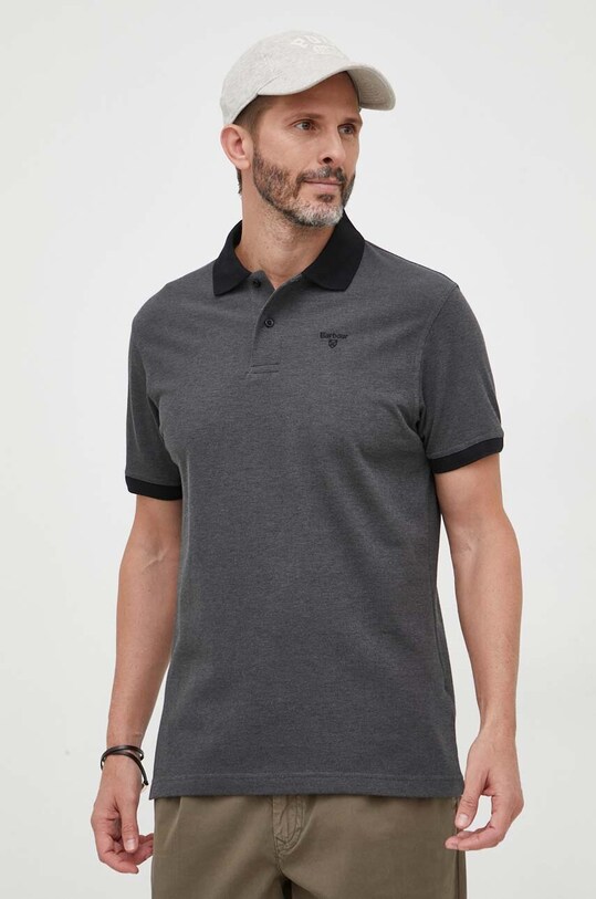 Barbour polo de bumbac regular negru MML0628