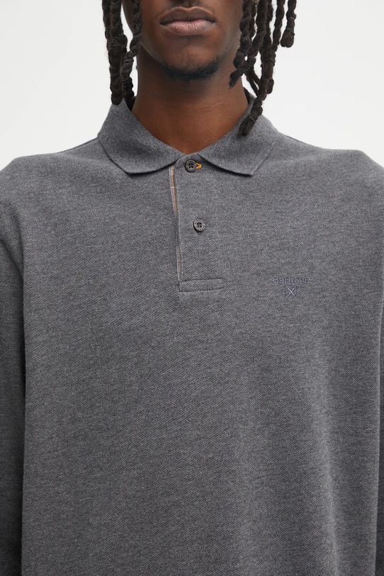 Памучна блуза с дълги ръкави Barbour сив MML0705