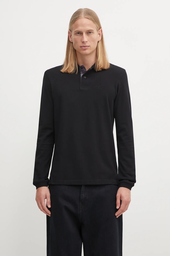 Bavlněné tričko s dlouhým rukávem Barbour regular černá MML0705