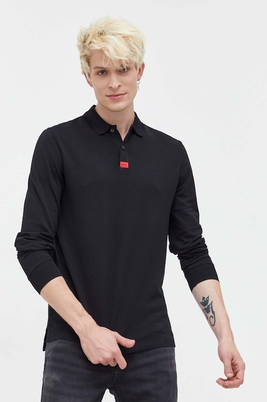 HUGO longsleeve bawełniany bawełna czarny 50467939