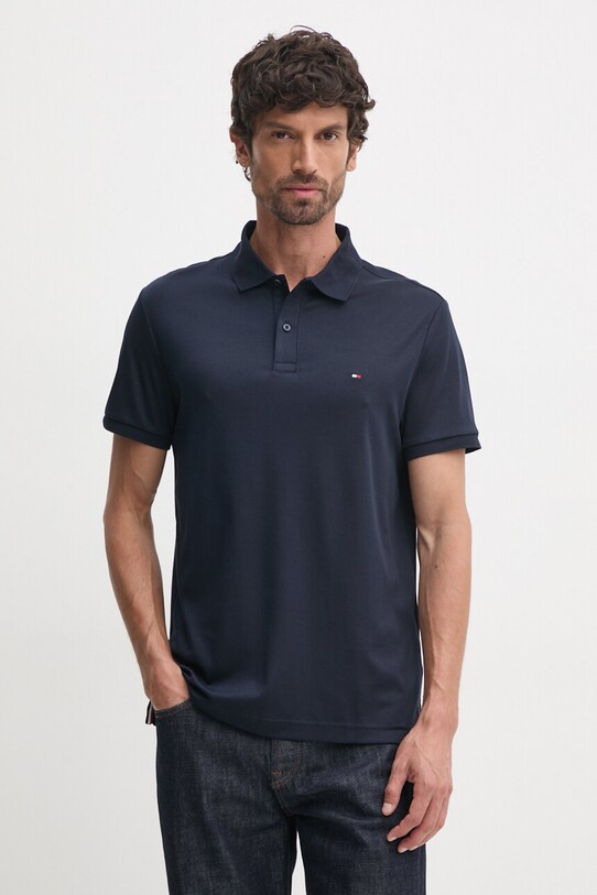 Хлопковое поло Tommy Hilfiger хлопок тёмно-синий MW0MW35585