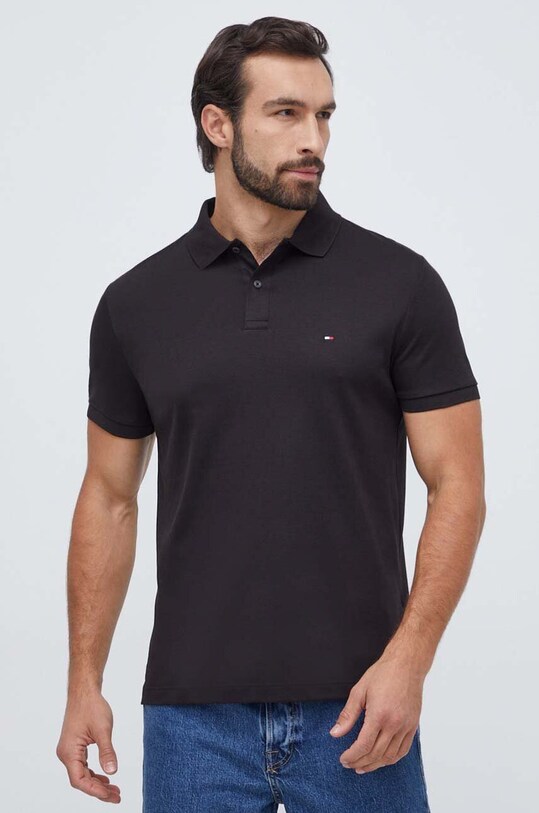 Бавовняне поло Tommy Hilfiger MW0MW35585 чорний AA00