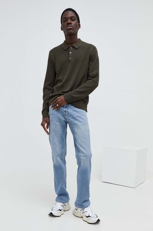 Svetr z vlněné směsi Abercrombie & Fitch KI120.3291.320 zelená AW23