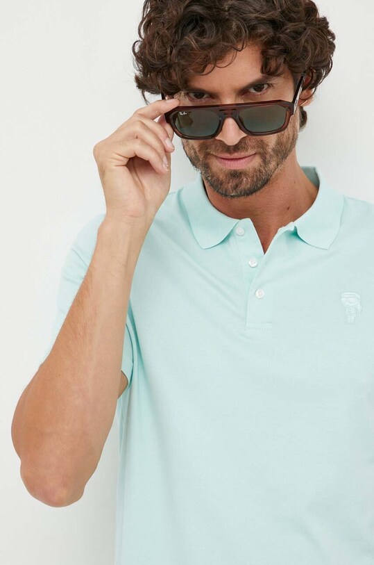 Karl Lagerfeld polo turkusowy 532232.745028