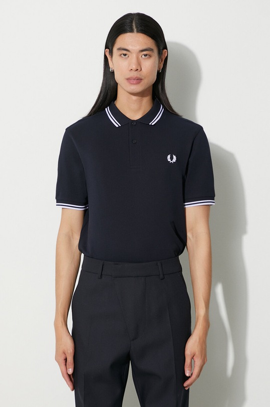 Хлопковое поло Fred Perry хлопок тёмно-синий M3600.238