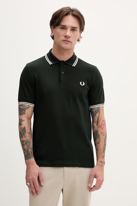 Fred Perry polo bawełniane regular zielony M3600.T50