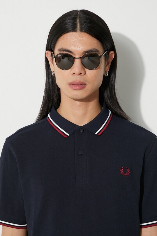 Памучна тениска с яка Fred Perry M3600.T55 тъмносин
