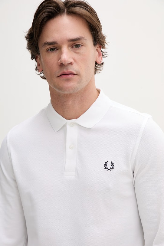 Pamučna majica dugih rukava Fred Perry bijela M6006.100