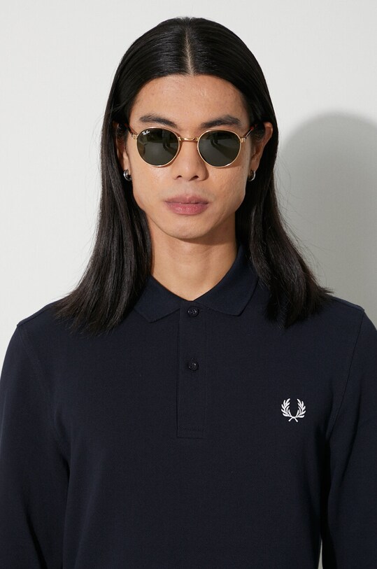Памучна блуза с дълги ръкави Fred Perry M6006.608 тъмносин
