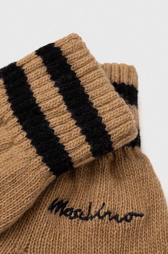 Vlněné rukavice Moschino M2949.65369 béžová AW23
