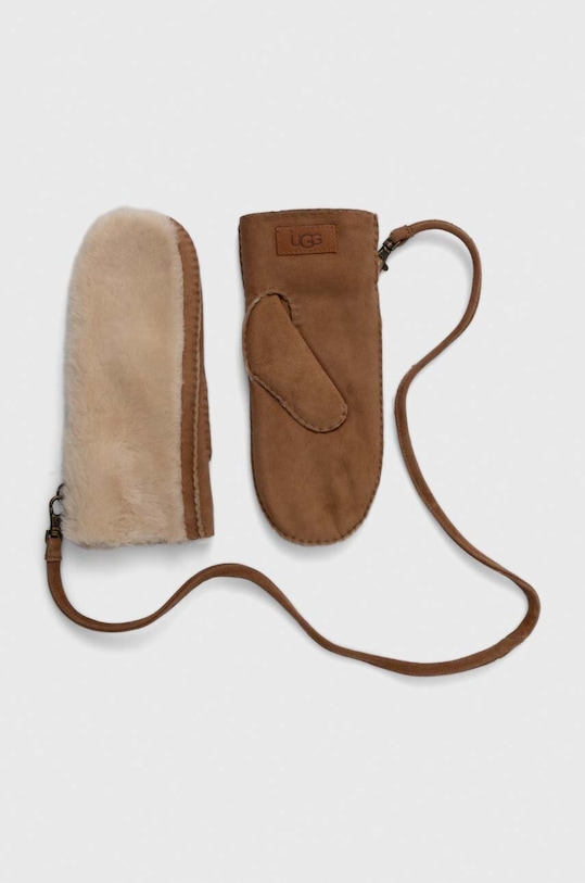 Semišové rukavice UGG semišová kůže hnědá 22596.