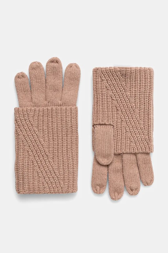 Rukavice z vlněné směsi AllSaints s příměsí vlny oranžová AS101344