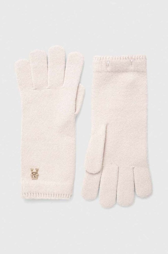 Tommy Hilfiger rękawiczki z domieszką wełny z domieszką wełny beżowy AW0AW15359