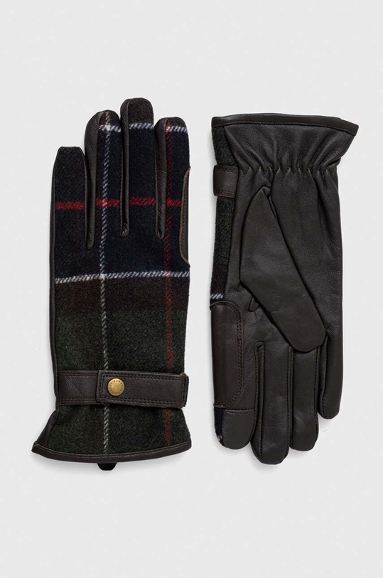 Barbour rękawiczki z domieszką wełny skóra licowa zielony LGL0133