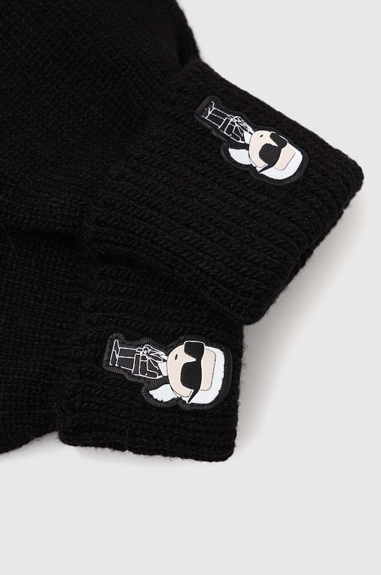 Karl Lagerfeld manusi din amestec de casmir 236W3608 negru AW24