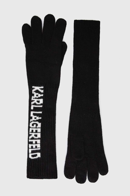 Karl Lagerfeld rękawiczki z kaszmirem z domieszką wełny czarny 236W3609