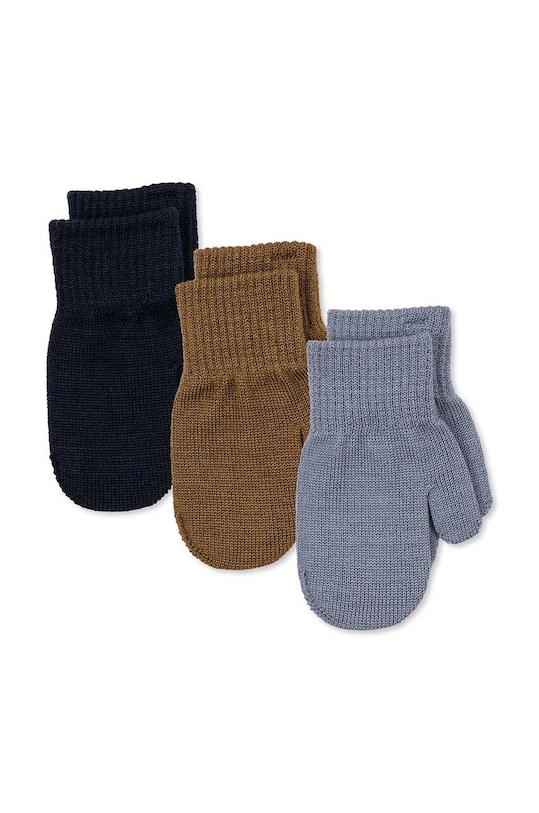 Konges Sløjd rękawiczki dziecięce 3-pack wełna niebieski KS5414