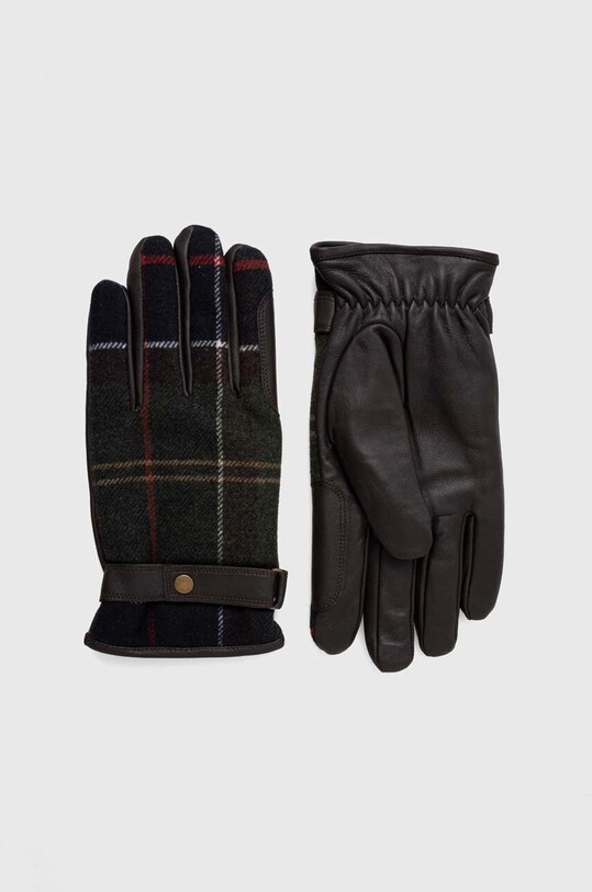 Barbour mănuși din amestec de lână Newbrough Tartan Gloves piele verde MGL0051
