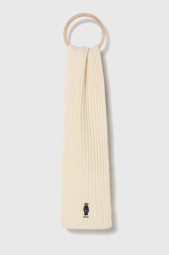 Polo Ralph Lauren szalik wełniany dzianina beżowy 455922983