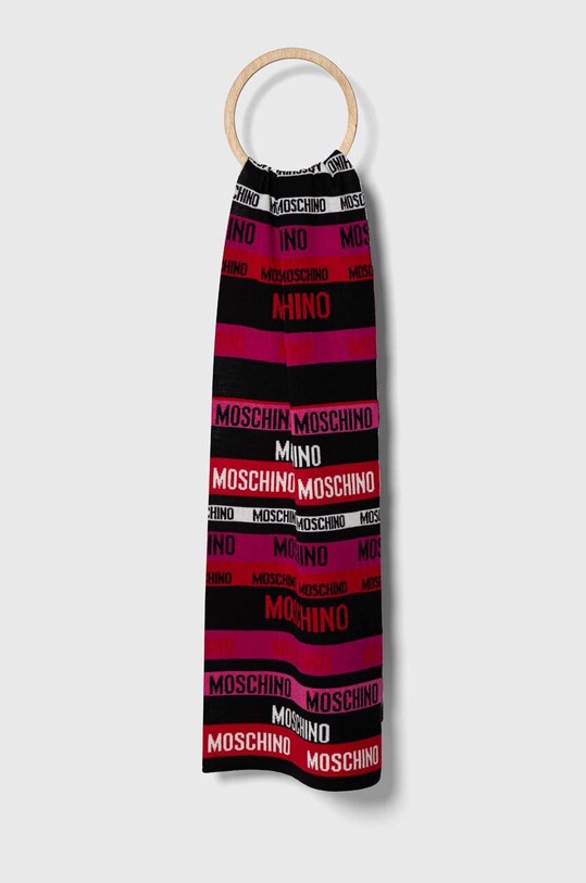 Moschino szalik wełniany dzianina fioletowy M5745.30771